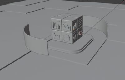 科技感几何体数据展示 微软风三维模型