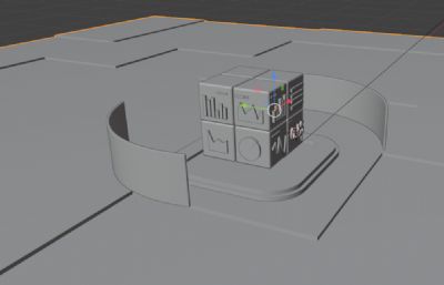 科技感几何体数据展示 微软风三维模型