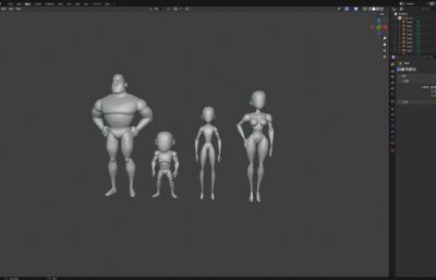 超人总动员一家人 卡通角色模型 适合做绑定动画