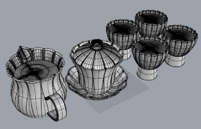茶具设计-玻璃茶具-建模渲染