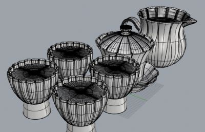 茶具设计-玻璃茶具-建模渲染