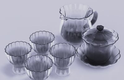 茶具设计-玻璃茶具-建模渲染