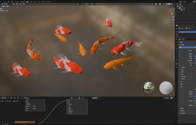 池塘里成群结队的锦鲤鱼