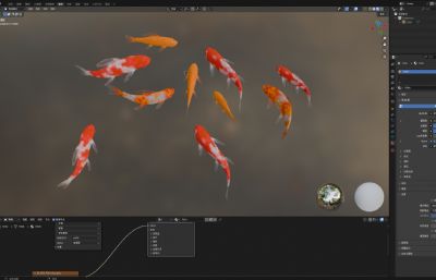 池塘里成群结队的锦鲤鱼