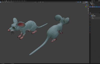 卡通风格的老鼠3d模型
