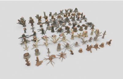 树桩树根 枯树树木模型合集