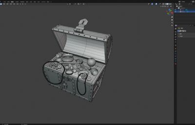 堆满珍珠玛瑙的宝箱场景