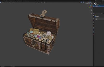 堆满珍珠玛瑙的宝箱场景