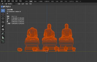 寺庙里破损的打坐佛像雕像模型