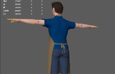 带围裙的餐厅职业装帅哥 服务员小哥