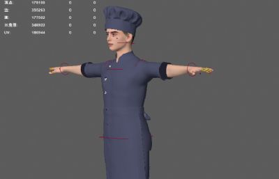 餐厅职业装 厨师小哥 餐厅厨师服装