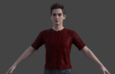 城市青年 年轻帅哥 休闲短袖短裤路人