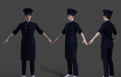 餐厅职业装 厨师小哥 餐厅厨师服装
