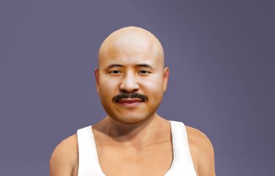 光头背心农民虚拟人 写实乡村男性 搞笑数字人跳舞