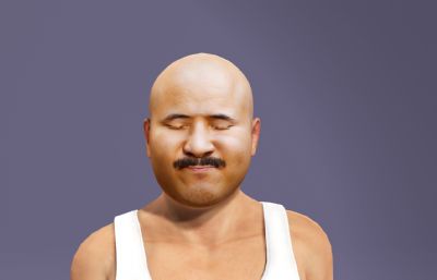 光头背心农民虚拟人 写实乡村男性 搞笑数字人跳舞