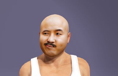 光头背心农民虚拟人 写实乡村男性 搞笑数字人跳舞