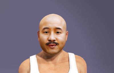 光头背心农民虚拟人 写实乡村男性 搞笑数字人跳舞