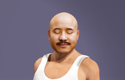 光头背心农民虚拟人 写实乡村男性 搞笑数字人跳舞