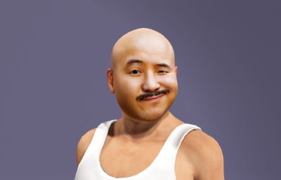 光头背心农民虚拟人 写实乡村男性 搞笑数字人跳舞