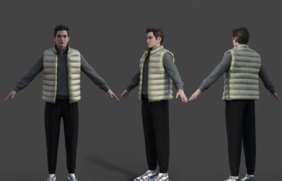 城市青年 亚洲男性 冬季服装羽绒衣年轻帅哥