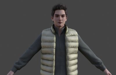 城市青年 亚洲男性 冬季服装羽绒衣年轻帅哥