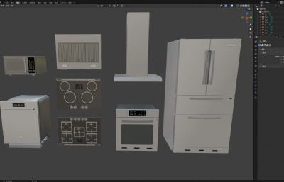 5种厨房电器用品 炉灶、洗碗机、冰箱、抽油烟机、微波炉