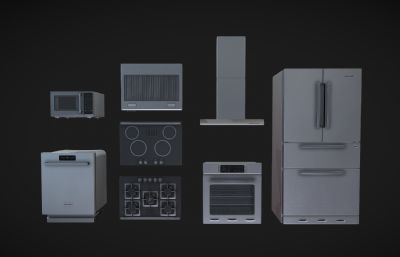 5种厨房电器用品 炉灶、洗碗机、冰箱、抽油烟机、微波炉