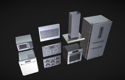 5种厨房电器用品 炉灶、洗碗机、冰箱、抽油烟机、微波炉