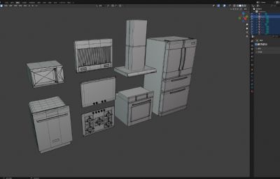 5种厨房电器用品 炉灶、洗碗机、冰箱、抽油烟机、微波炉
