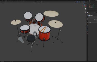 全套红色架子鼓组合模型