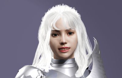 《剑风传奇》格里菲斯 中世纪骑士 白发美男子数字人带绑定