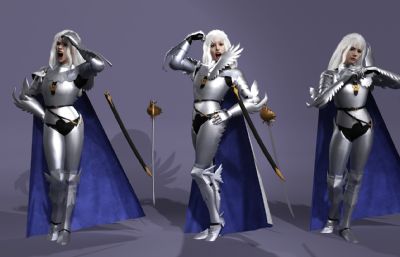 《剑风传奇》格里菲斯 中世纪骑士 白发美男子数字人带绑定