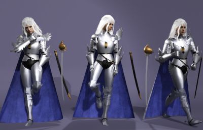 《剑风传奇》格里菲斯 中世纪骑士 白发美男子数字人带绑定