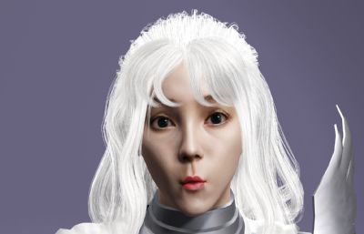 《剑风传奇》格里菲斯 中世纪骑士 白发美男子数字人带绑定