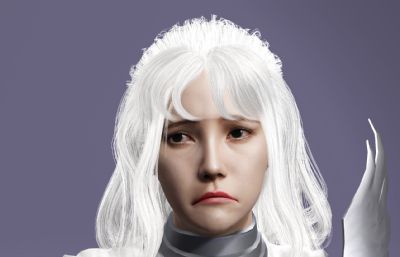 《剑风传奇》格里菲斯 中世纪骑士 白发美男子数字人带绑定