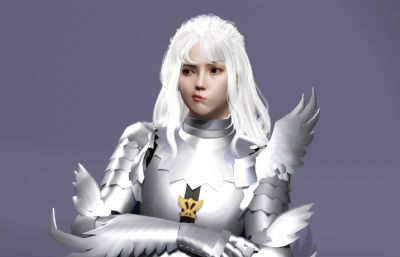 《剑风传奇》格里菲斯 中世纪骑士 白发美男子数字人带绑定