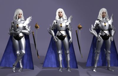 《剑风传奇》格里菲斯 中世纪骑士 白发美男子数字人带绑定