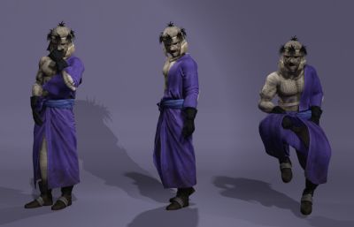 浪客剑心真人版志志雄真实 蒙面反派boss虚拟人 日本武士数字人带绑定