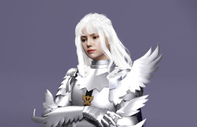 《剑风传奇》格里菲斯 中世纪骑士 白发美男子数字人带绑定