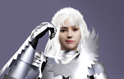 《剑风传奇》格里菲斯 中世纪骑士 白发美男子数字人带绑定