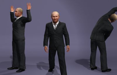 俄罗斯硬汉大帝普京虚拟人 写实政治男性 全身绑定