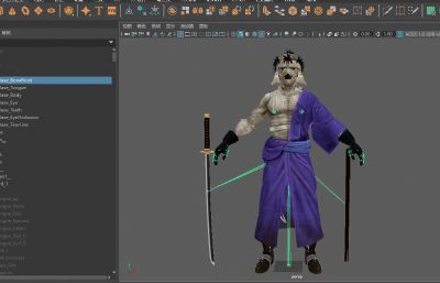 浪客剑心真人版志志雄真实 蒙面反派boss虚拟人 日本武士数字人带绑定