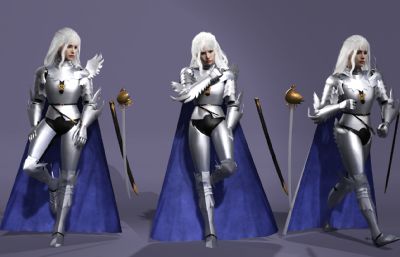 《剑风传奇》格里菲斯 中世纪骑士 白发美男子数字人带绑定