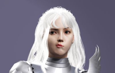 《剑风传奇》格里菲斯 中世纪骑士 白发美男子数字人带绑定