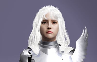 《剑风传奇》格里菲斯 中世纪骑士 白发美男子数字人带绑定