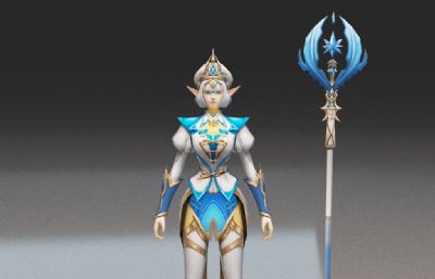 女法师MAX源文件,三款服装皮肤,有绑定