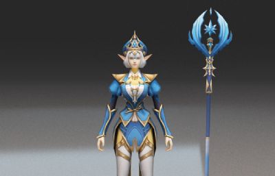 女法师MAX源文件,三款服装皮肤,有绑定