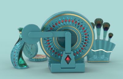 文创化妆美妆用品-孔雀元素