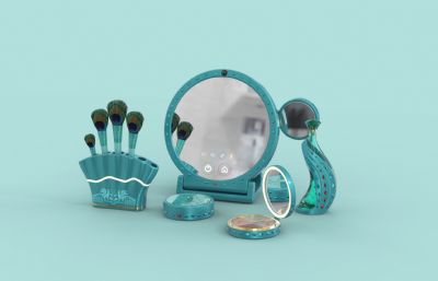 文创化妆美妆用品-孔雀元素