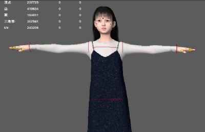 女孩夏装模型 居家吊带 孕妇装数字人